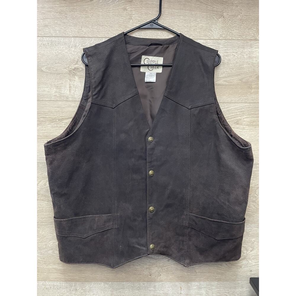 Cripple Creek 100% Genuine Leather XXL Mens Brown Vest